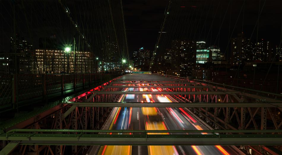 view of the blurry night highway in the city