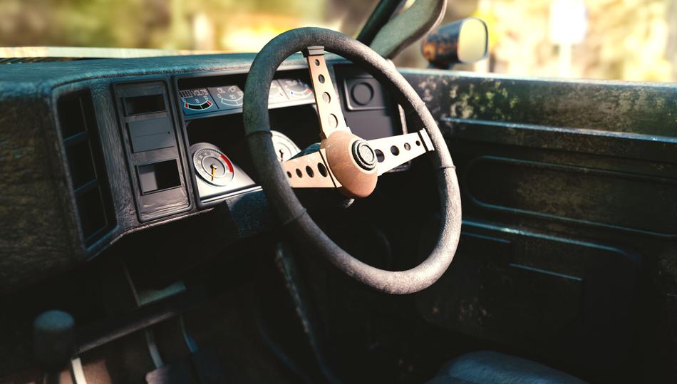 steering wheel in raster car
