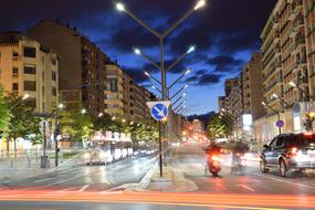 Car Road Traffic lights at night