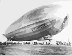 black and white airship