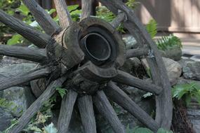 Vintage wooden Wagon Wheel