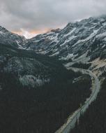 panorama of a road in a mountain valley