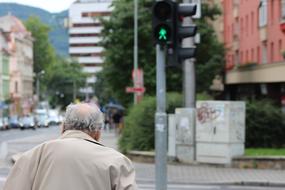 Old Man Crossing Street