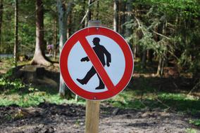 prohibited sign in forest