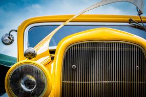 Vintage Yellow Car headlight