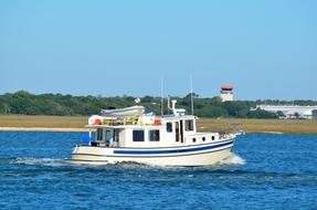 Luxury Yacht Cruising River