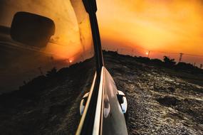 Reflection Car Window at Sunset