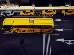 Yellow Bus Taxi Cab