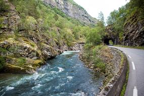 Landscape of Highway Road and river stream