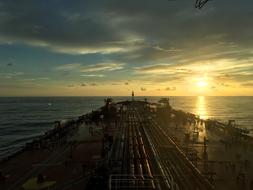 Ship at sunset Scenery