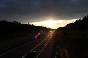 Highway Evening Lens Flare