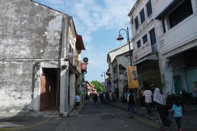 people on alley in old city, Malaysia, georgetown