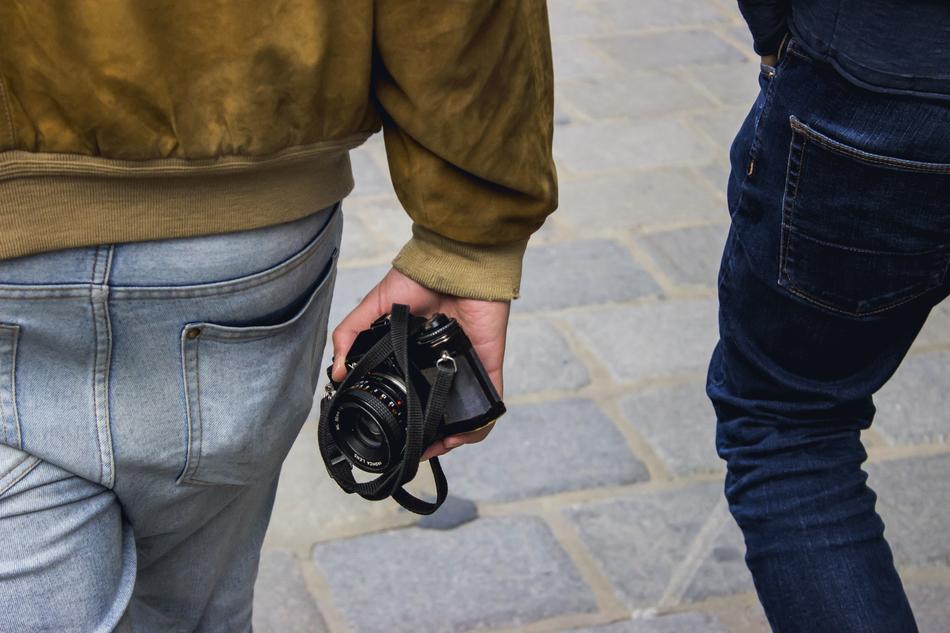 Camera in hands of man