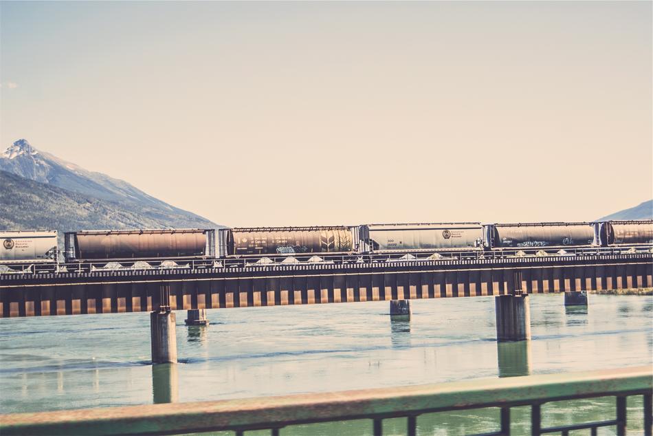 Cargo Train on Railroad
