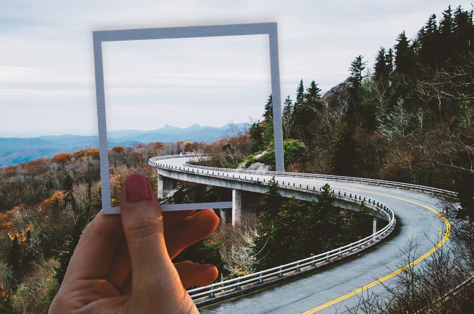 Frame and Road on mountains