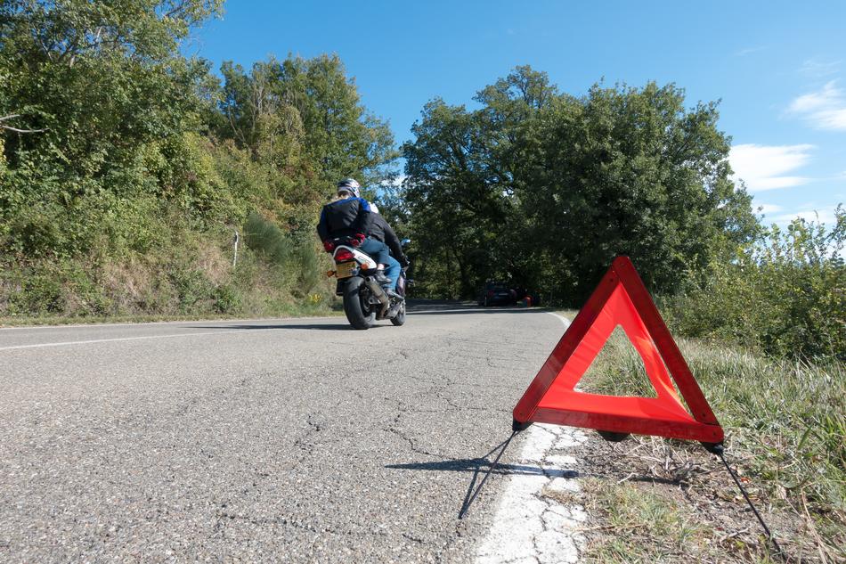 Breakdown Warning Triangle sign on road