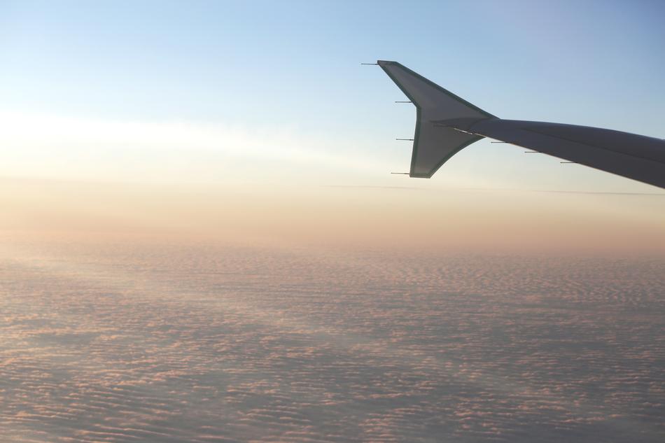 Airplane Wing Flying view