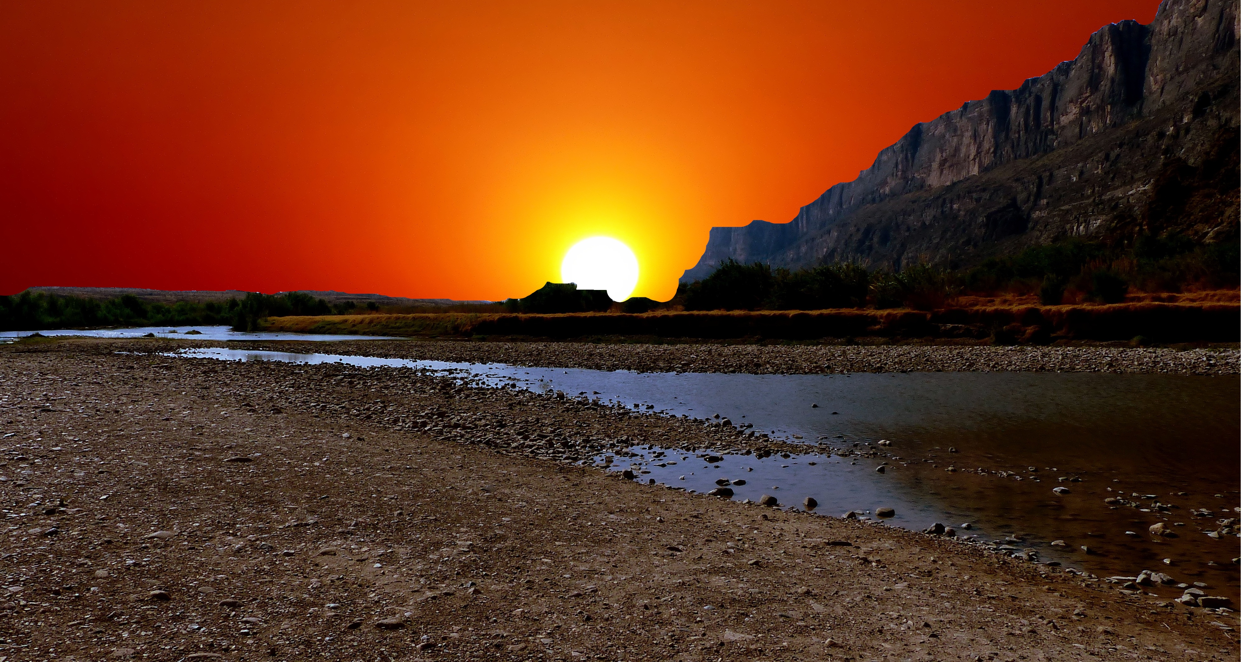 Рио гранде. Вечер на природе Рио. Sunset along the Rio grande.