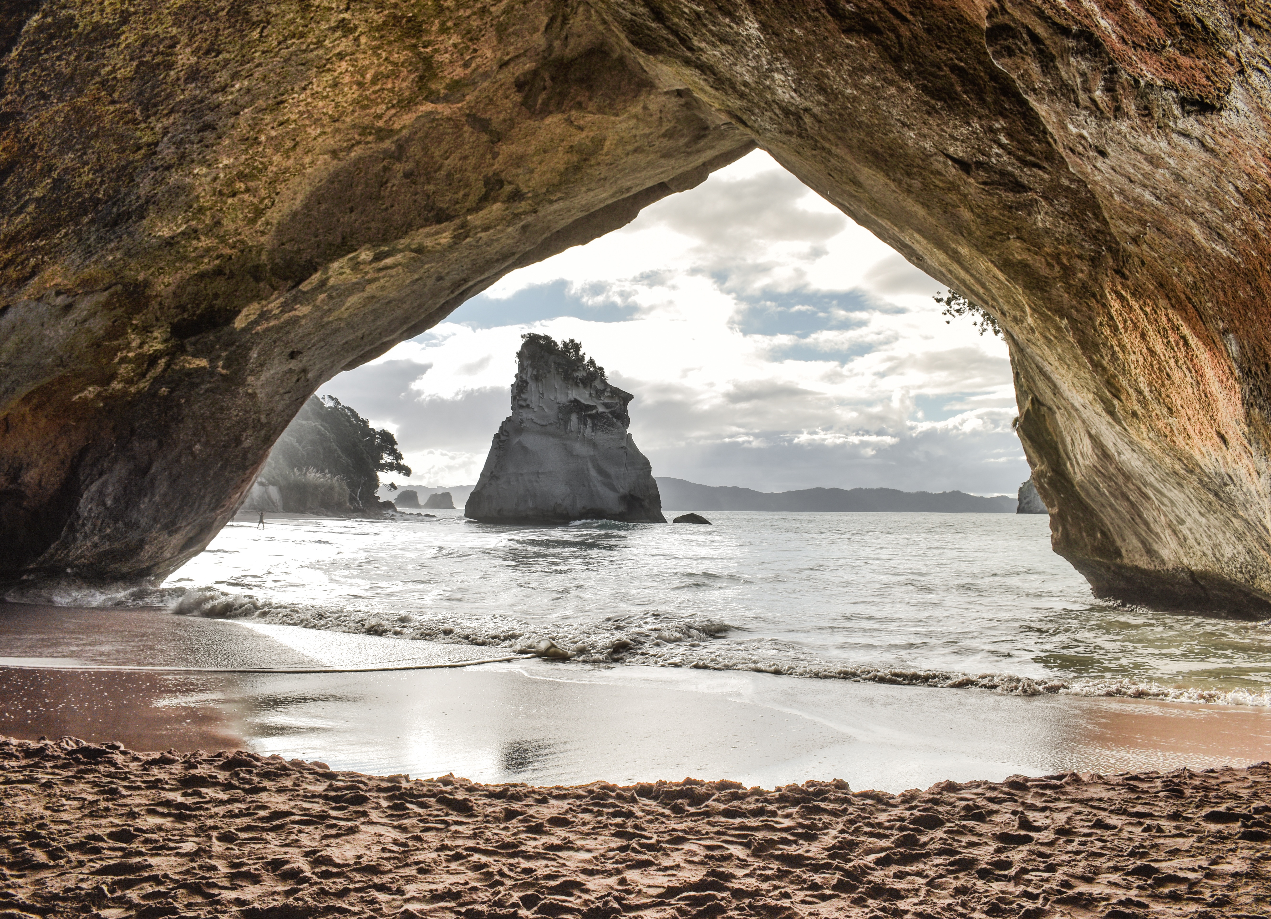 Дикая природа островов. Бухта Cathedral Cove. Новая Зеландия Северный остров. Новая Зеландия Северный остров природа. Кафедральная бухта (Cathedral Cove) на полуострове Коромандел (Coromandel).