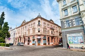 architectural buildings near the road