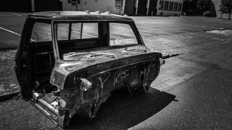 burned car on the road