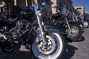 Motorcycles Parked Row