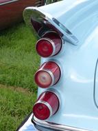 red vintage car headlights