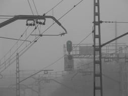 Catenary Railway Fog Green Traffic