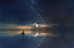 milky way over the ocean at night