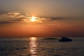 yacht at sea at dusk