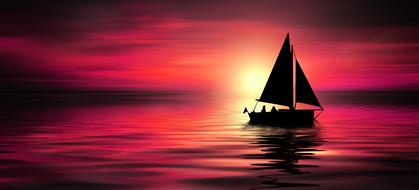 sailing boat at sunset