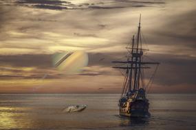 sailing ship on the ocean
