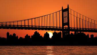 bridge silhouette on the evening sky