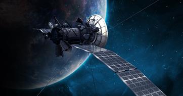 satellite in view of earth planet, digital art
