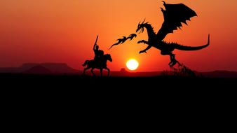sunset dragon knight drawing