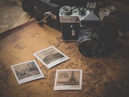 retro camera and Polaroid pictures