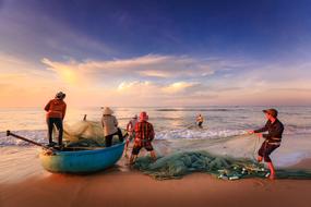 Fishermen Fishing on Sea beach