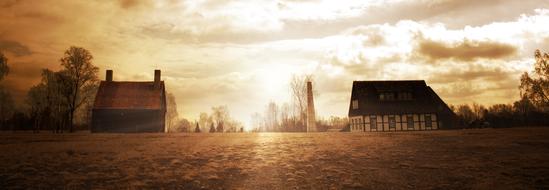 Old Houses in village at dawn, germany