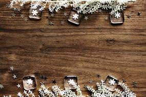 Christmas decoration on the wooden surface