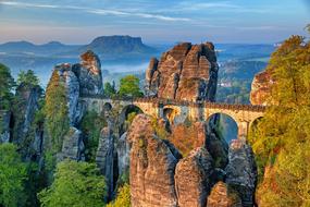 Bastei Bridge in elbe sandstone mountains, germany, Saxon Switzerland