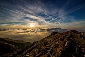 Dawn Sun over Mountain