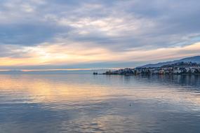clouds over the evening lake