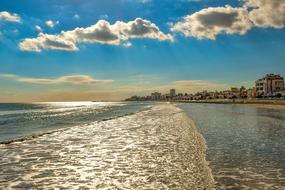 Beautiful and colorful town beach of Larnaca, Cyprus, Greece in sunlight
