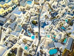 aerial view of Santorini island, Greece