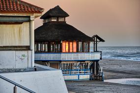 beach house in the evening