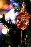 Christmas Decoration, golden clock