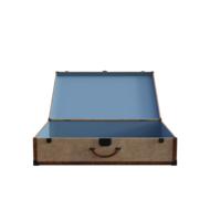 Clipart of a brown, vintage suitcase at white background