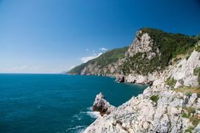 cliffs on the Mediterranean coast in Liguria, Italy