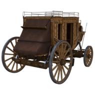 wooden cart for horses on a white background