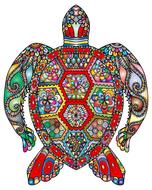 painted colorful ornament on a sea turtle